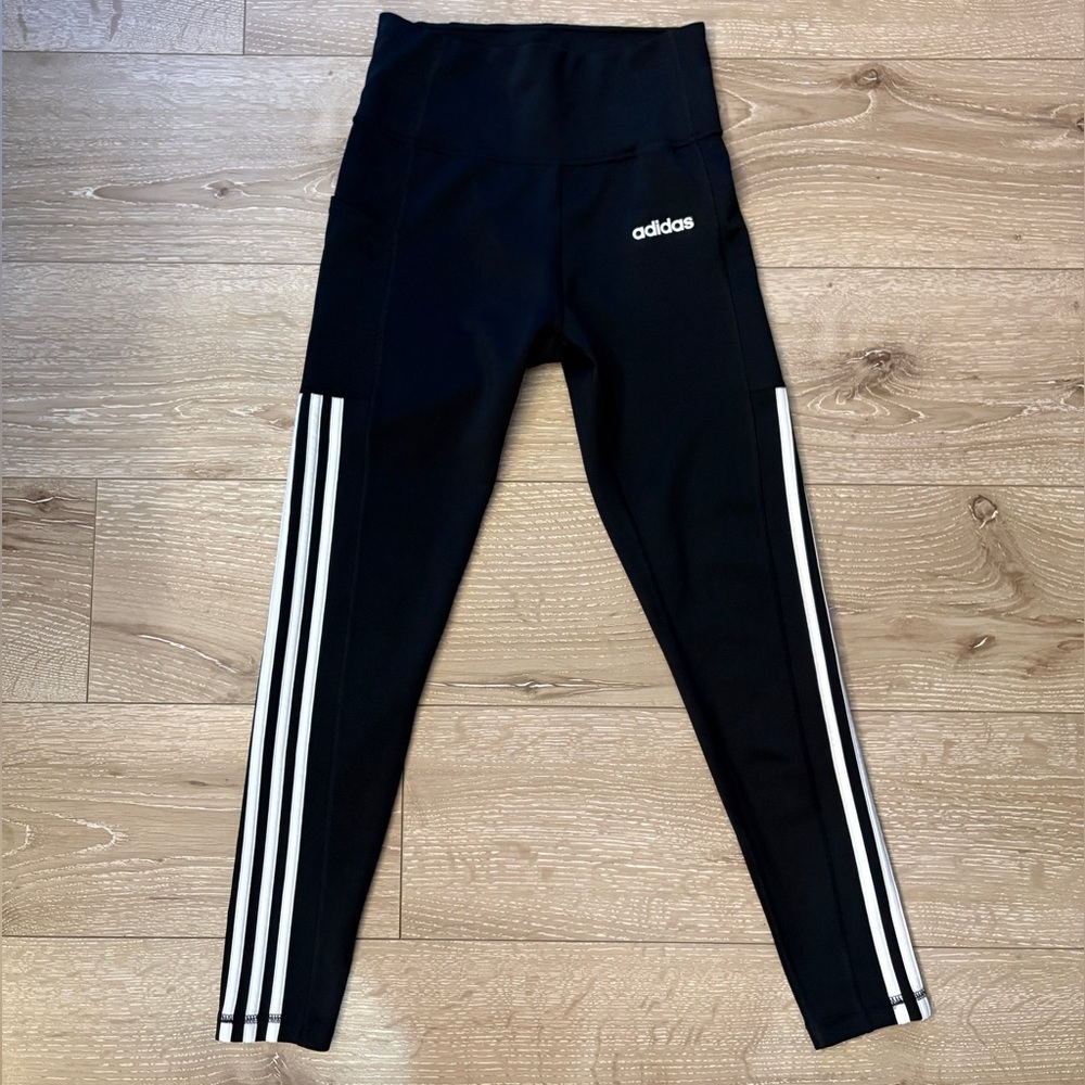 Adidas Women’s Black Leggings with White Stripes